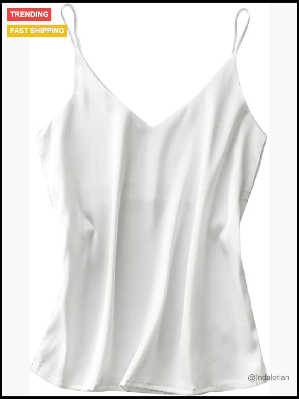 Satin V-Neck Camisole Tank Top Spaghetti Strap Soft Pajama Cami
